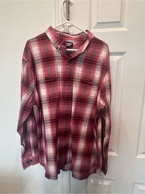 Lands' End Men's Red Plaid Button-Down Shirt